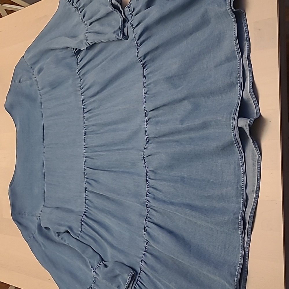 LIKE NEW Zara Chambray Premium Denim Tiered 3/4 Sleeved Dress 1000% Lyocell - Picture 8 of 10